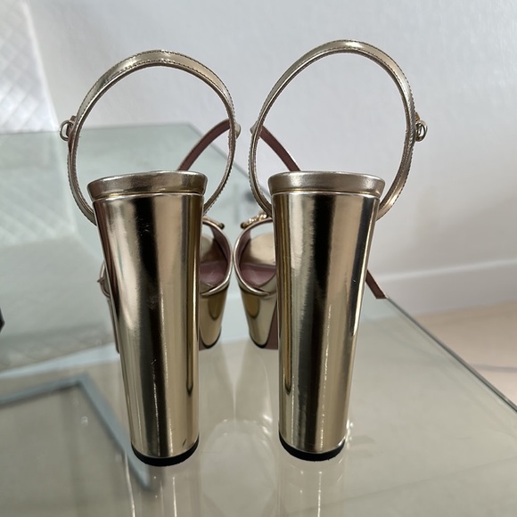 Gucci gold chunky heel - Picture 2 of 6